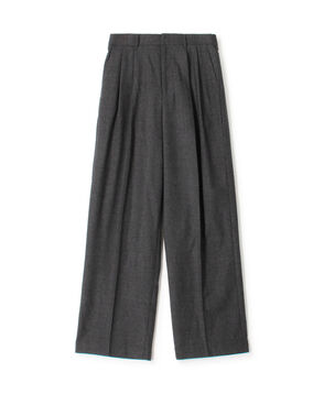 ウーステッドフラノ タックストレートパンツ