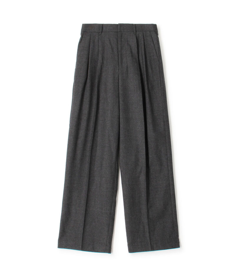 ウーステッドフラノ タックストレートパンツ