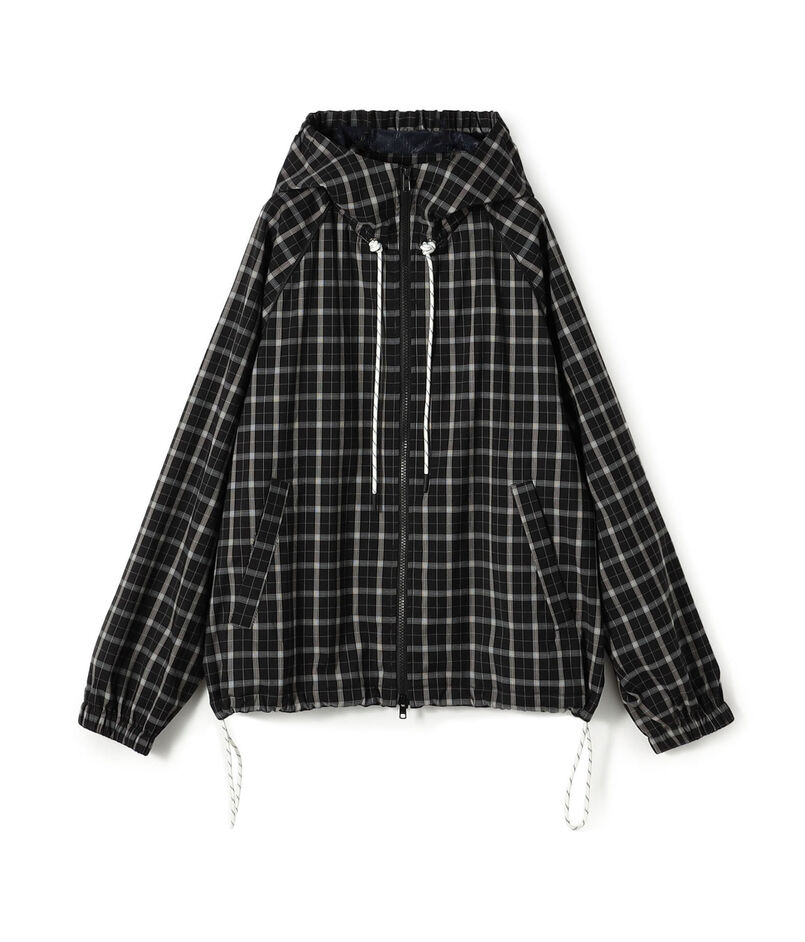 edition pourell Super 120'sトロチェック フーデットブルゾン