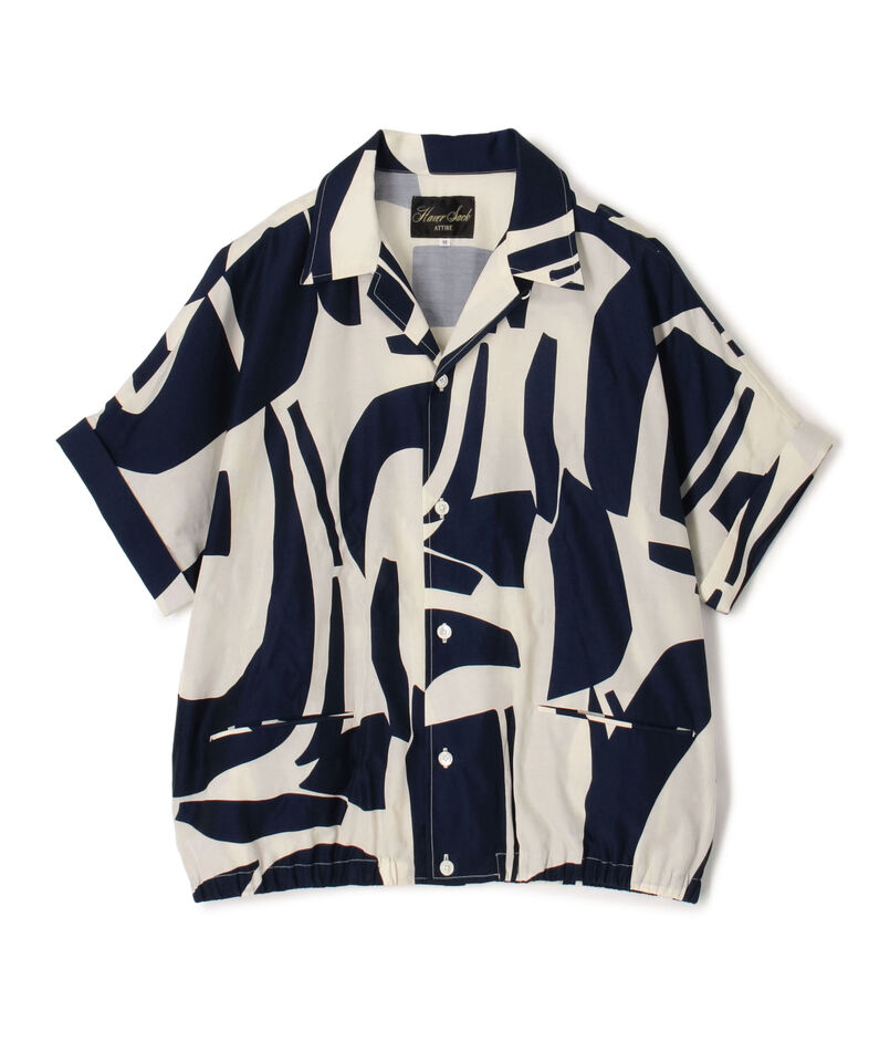 【別注】HAVERSACK ATTIRE 総柄プリント オープンカラーハーフスリーブシャツ