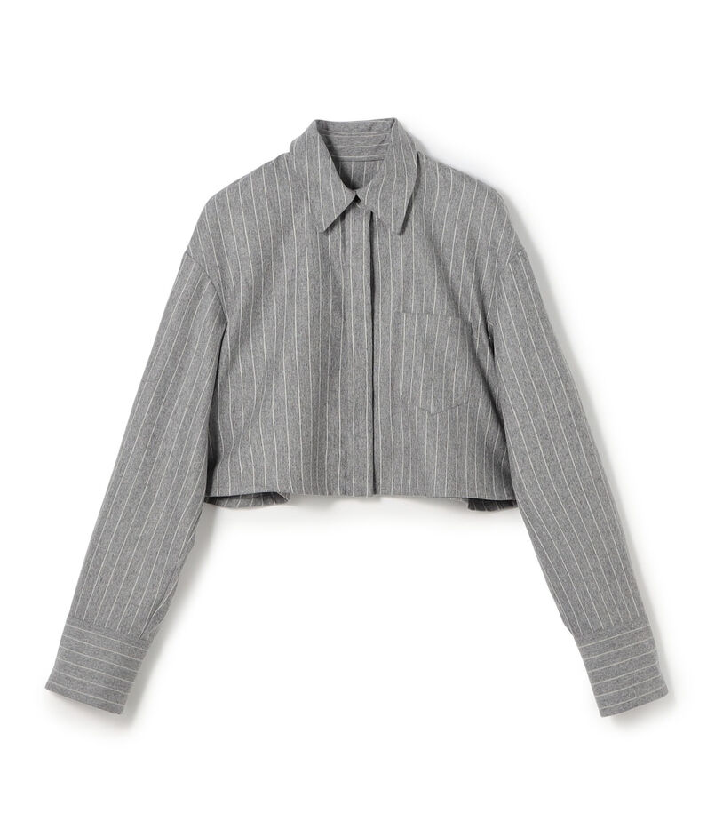 ウールポプリンメルトン クロップドシャツ