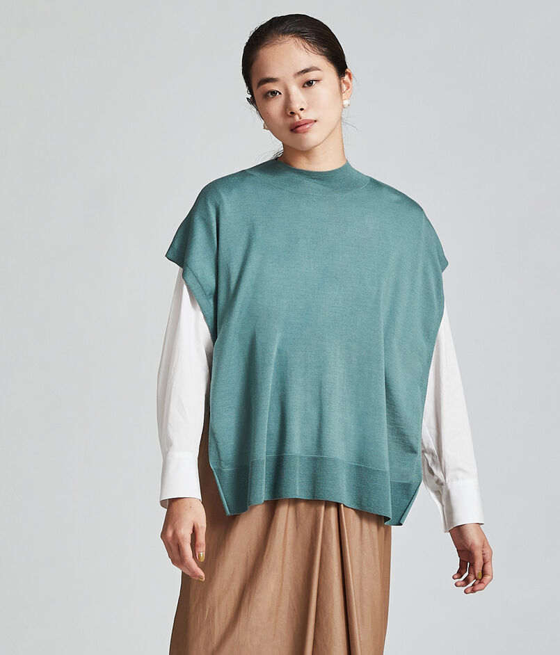 カシミヤシルク ビルドネックベスト