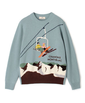 ラムウール インターシャ クルーネックプルオーバー