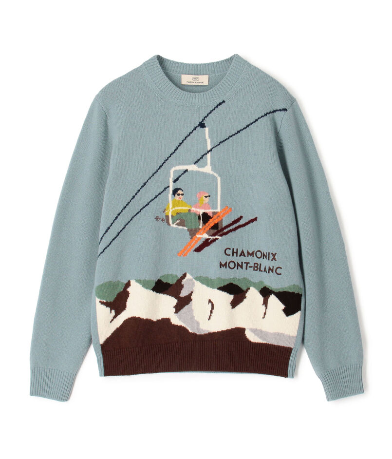 ラムウール インターシャ クルーネックプルオーバー