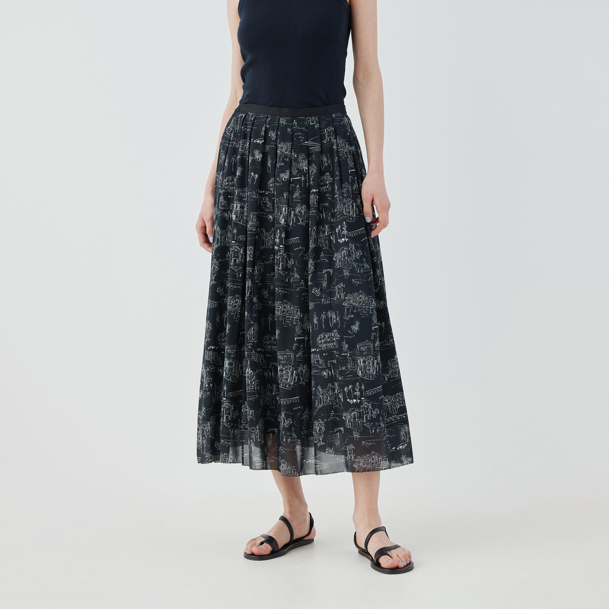 LandScapeシルクストレッチ イージータックスカート