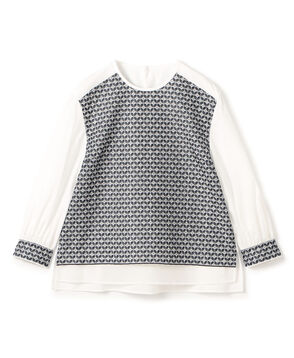 リーフエンブロイダリー コンビプルオーバーブラウス