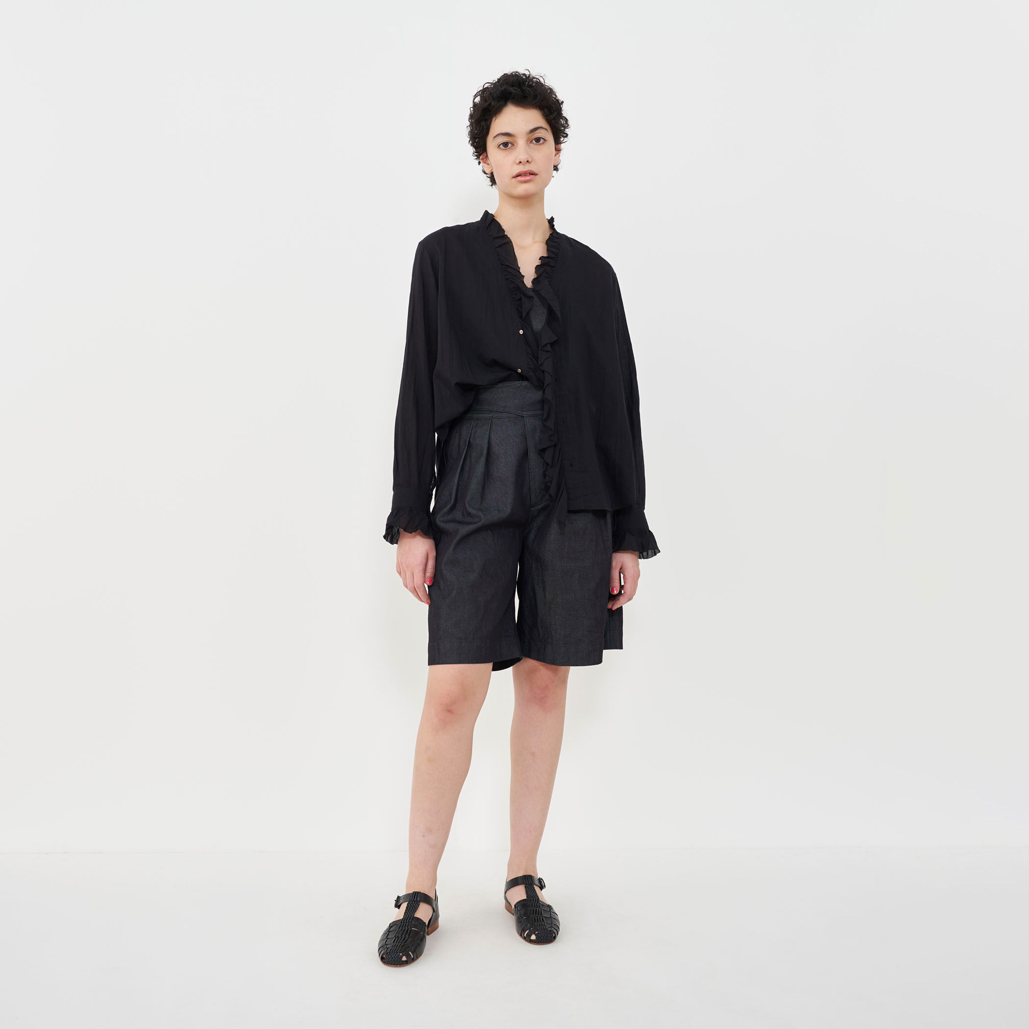 GALERIE VIE◆長袖ブラウス/FREE/コットン/BLK/無地/23-01-41-01223 インドコットン フリルシャツ｜トゥモローランド 公式通販
