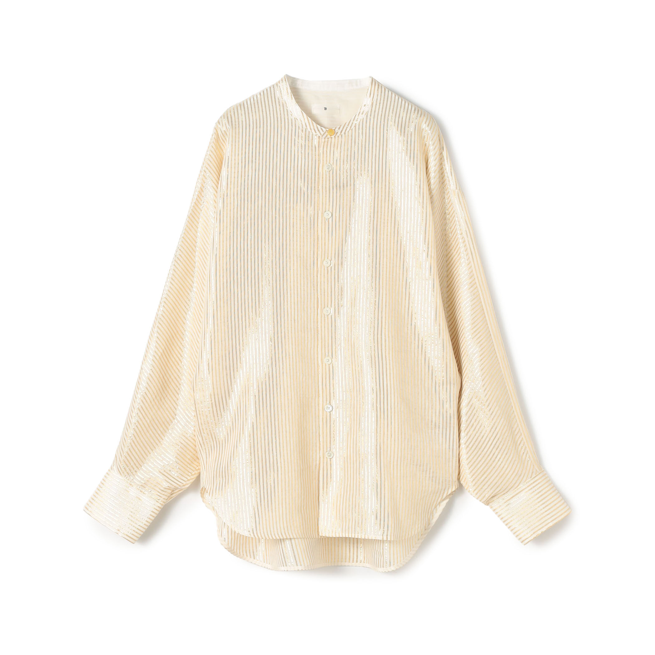 リネンシルク ラメストライプ ドルマンスリーブシャツ