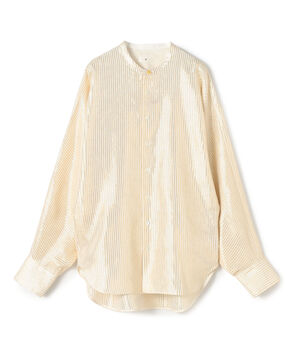 リネンシルク ラメストライプ ドルマンスリーブシャツ