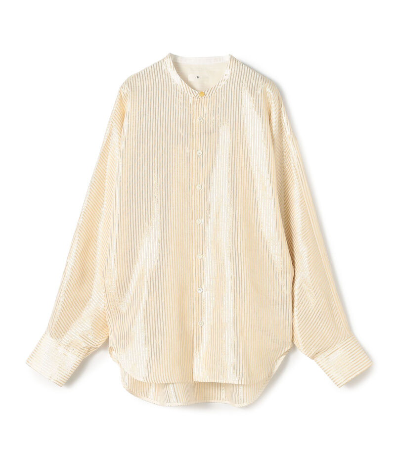 リネンシルク ラメストライプ ドルマンスリーブシャツ