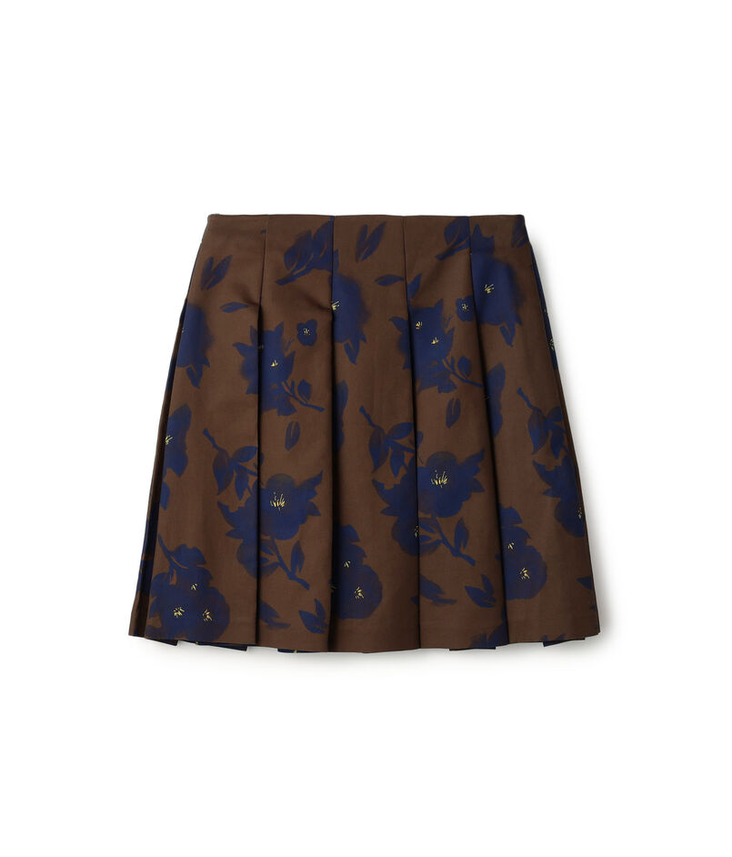 SHUSHU/TONG Patchwork Pleat SK コットンプリーツ フラワープリントスカート