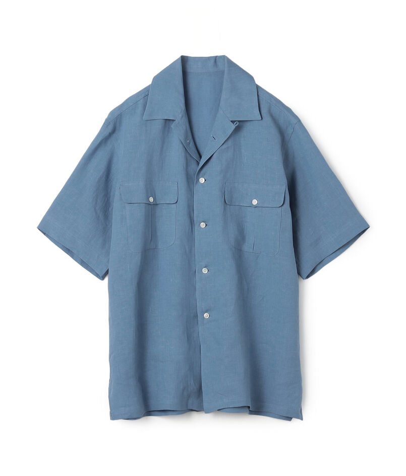 リネン ワンナップカラー ショートスリーブシャツ GOLD LINEN