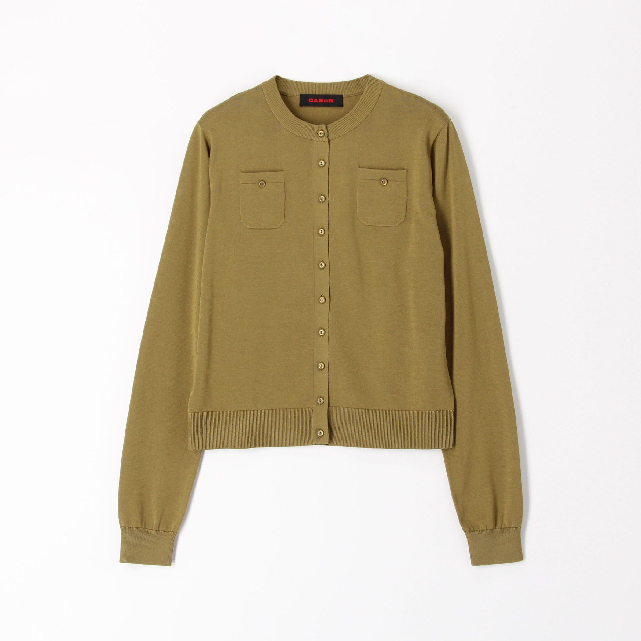 □CABaN コットン ロングスリーブポケットカーディガン