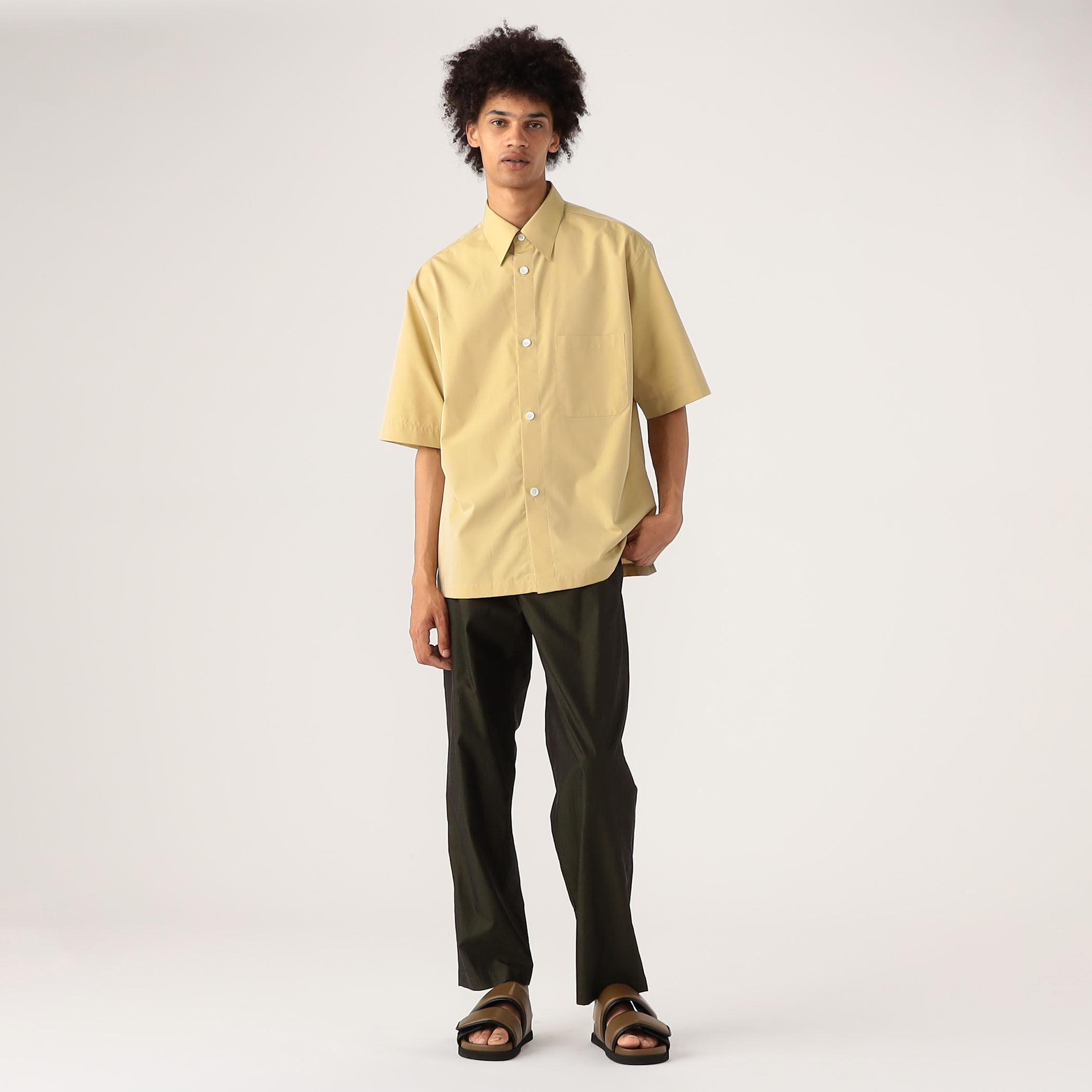 CABaN コットン シャンブレー ハーフスリーブシャツ CABaN コットン シャンブレー ハーフスリーブシャツ