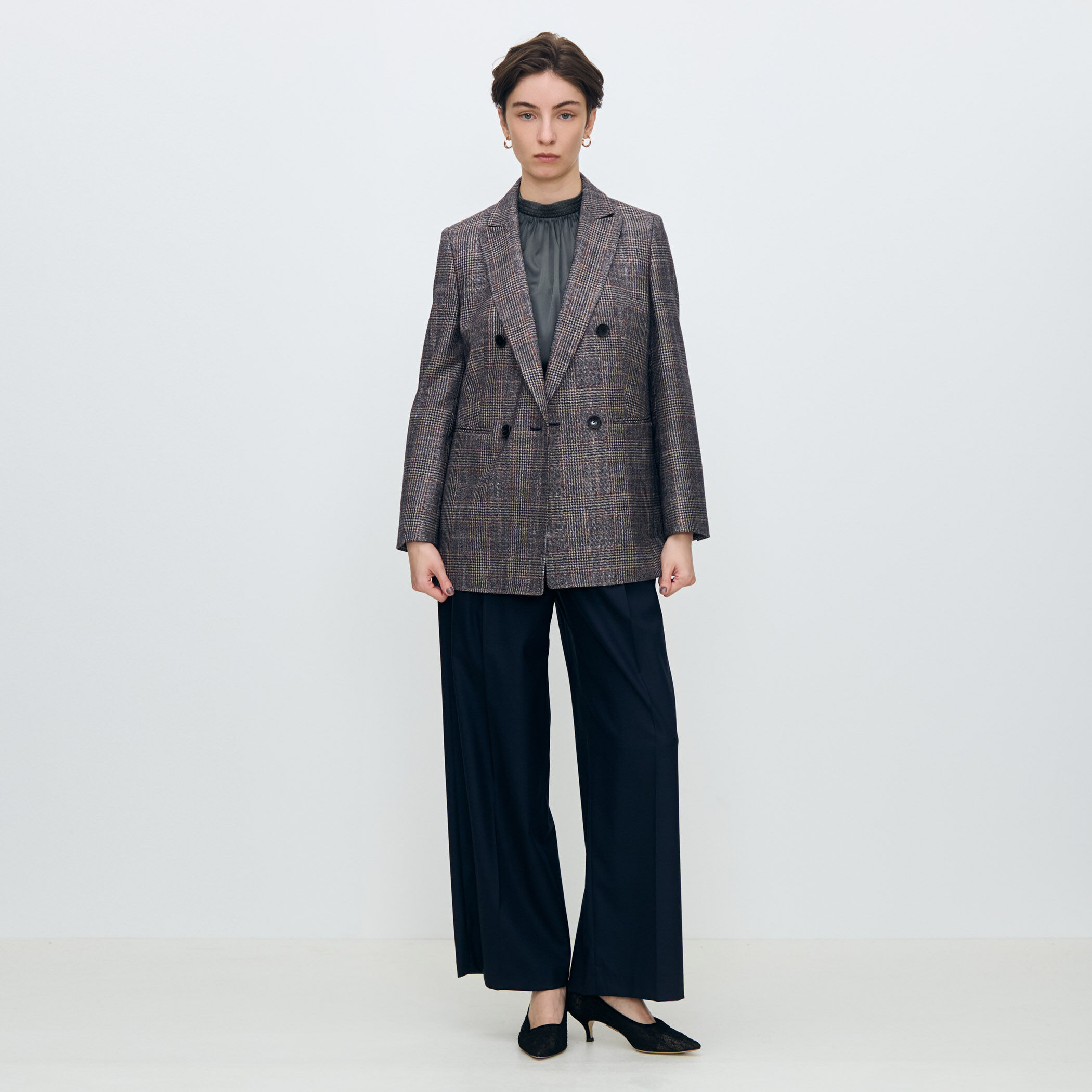 送料込*直営店+Dolce & Gabbana+ダブルブレスト ジャケット 定価27万円】DOLCE&GABBANA プレイド ダブルブレストジャケット