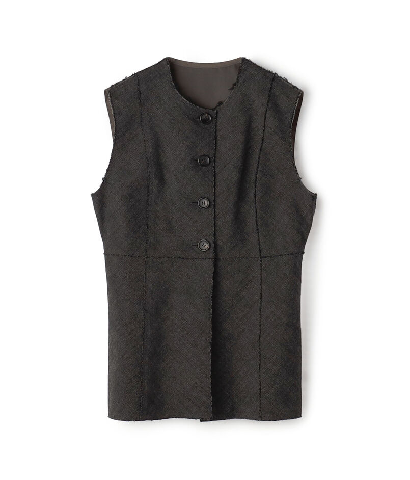 ヘリンボーンツイード カットオフコンビベスト