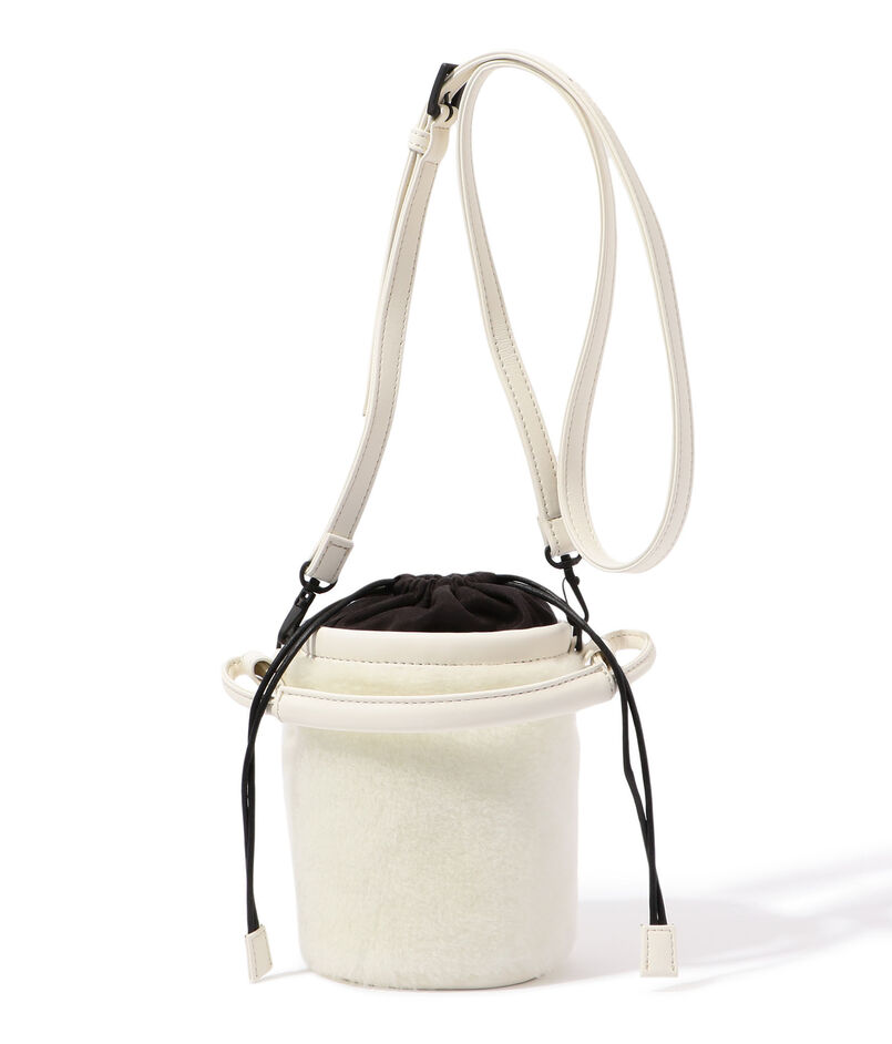 THE RERACS POLYCA SYNTHETIC LEATHER WOOL BOA BUCKET BAG MINIMUM ボアショルダーバッグ