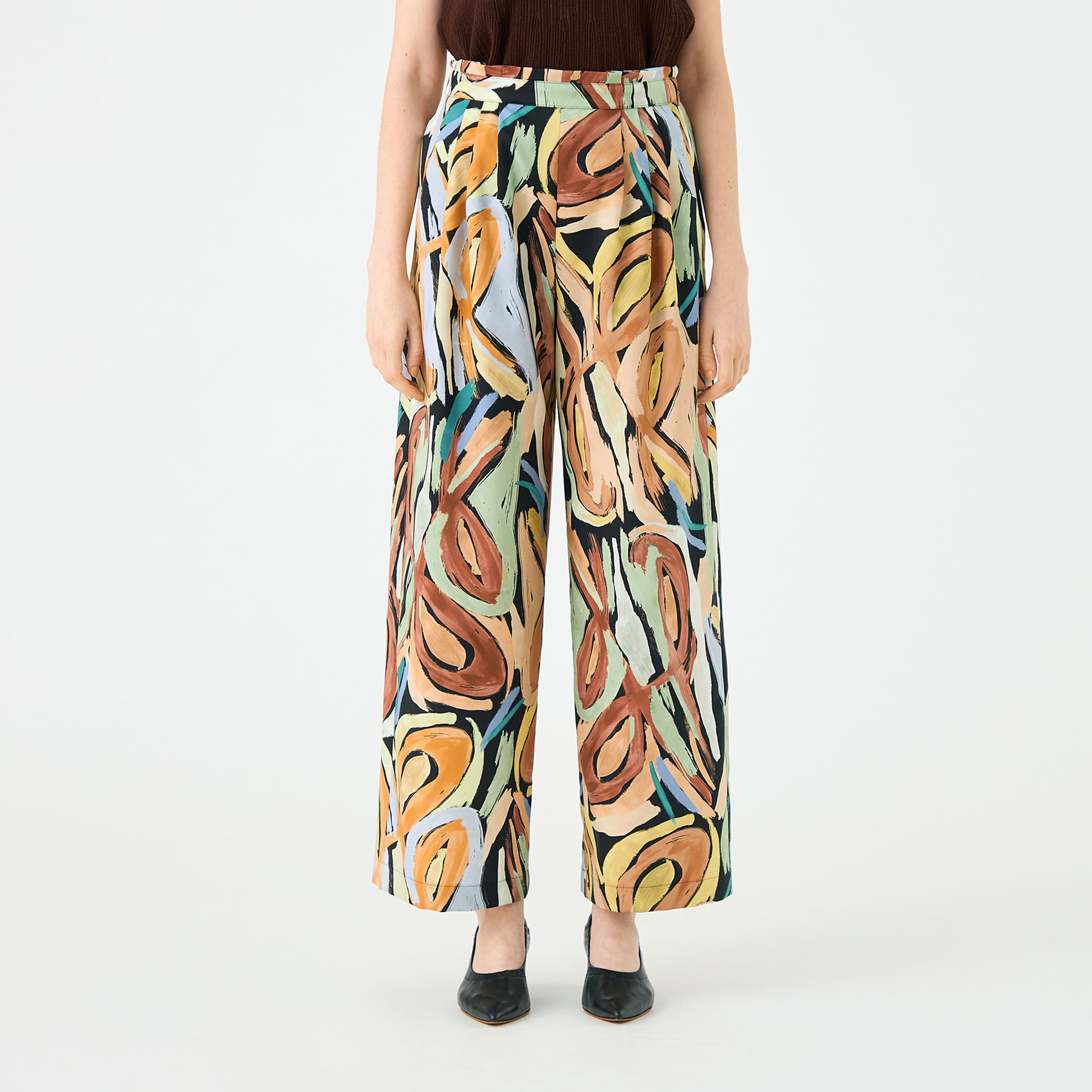 ハンドペイントプリント タックセミワイドパンツ｜トゥモローランド