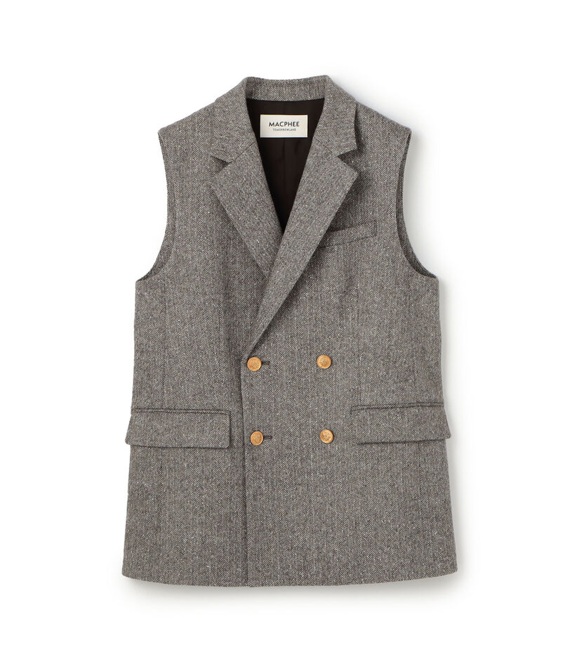 ネップヘリンボーン ダブルブレストジレ