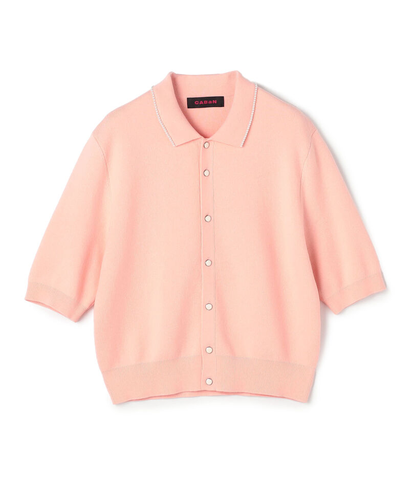 コットンカシミヤ パールポロカーディガン