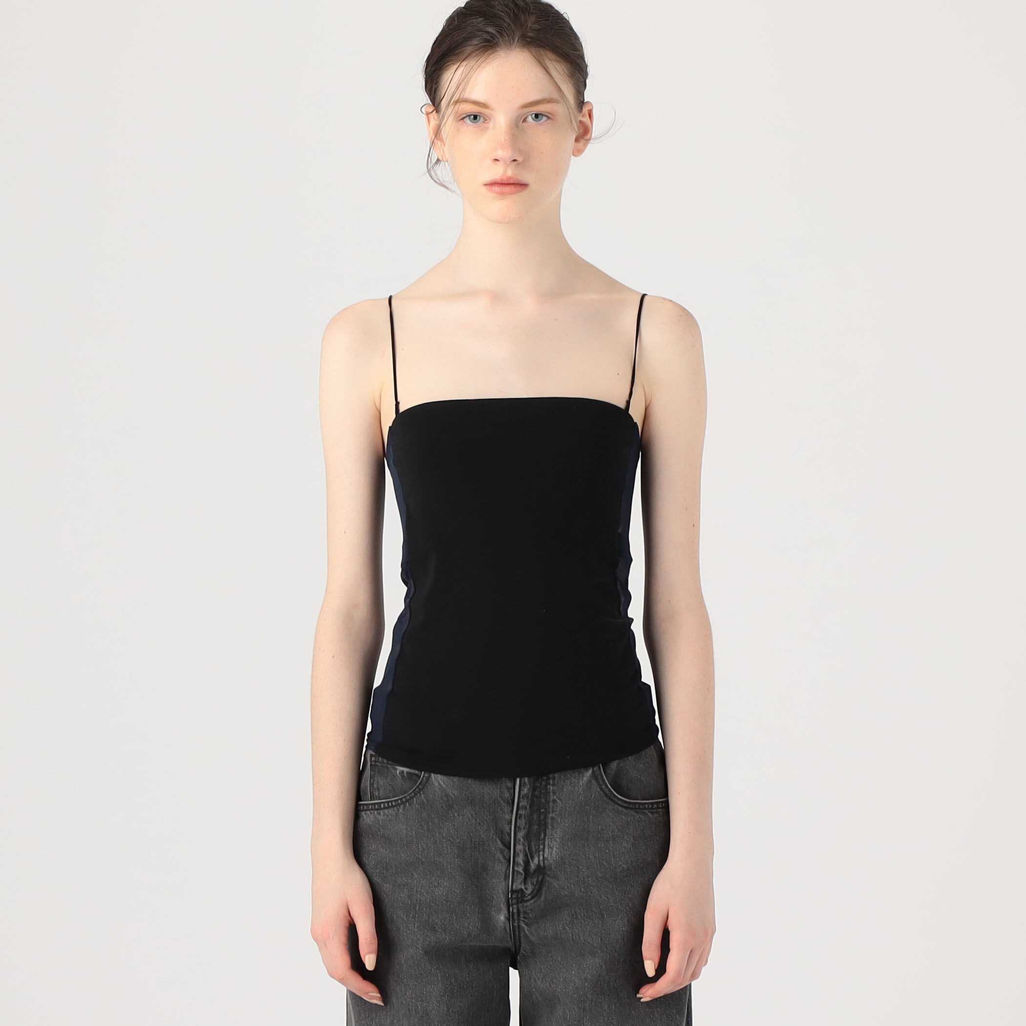 【国内配送】 OVERNEATH Bra053 スムース×ネットキャミソール トップス