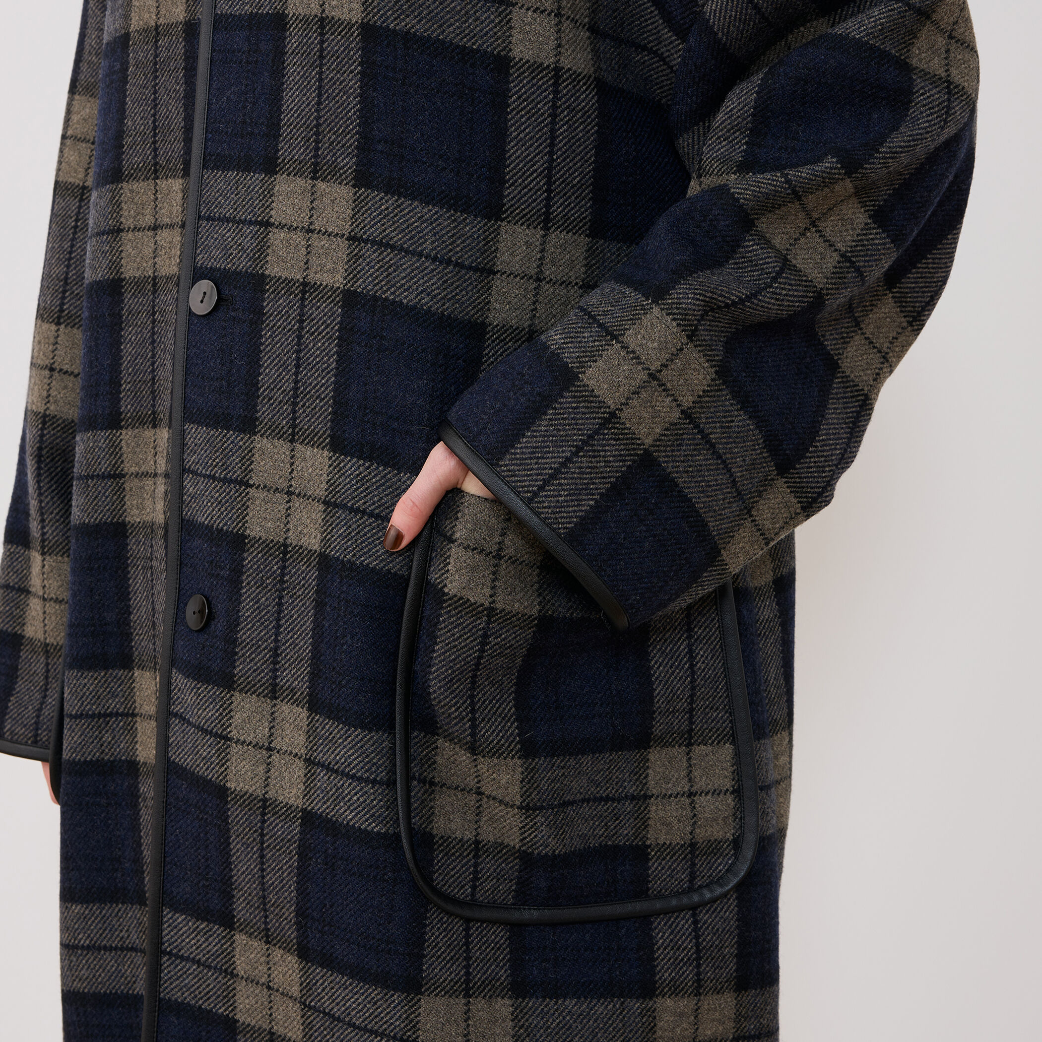 タータンウールツイード バルカラーコート｜トゥモローランド 公式通販