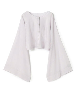 ハイツイストウールポリエステル クロップドショールカーディガン