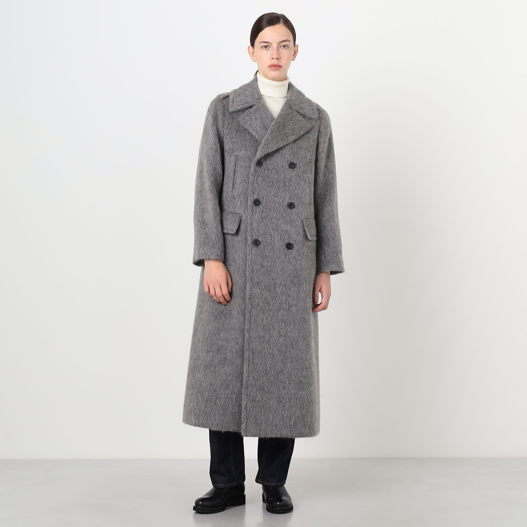 HYKE SHAGGY DOUBLE BREASTED COAT ダブルブレスト ロングコート