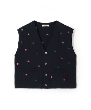 フラワーエンブロイダリー Vネックベスト