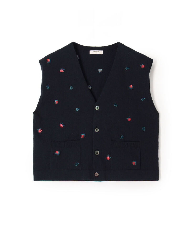 フラワーエンブロイダリー Vネックベスト