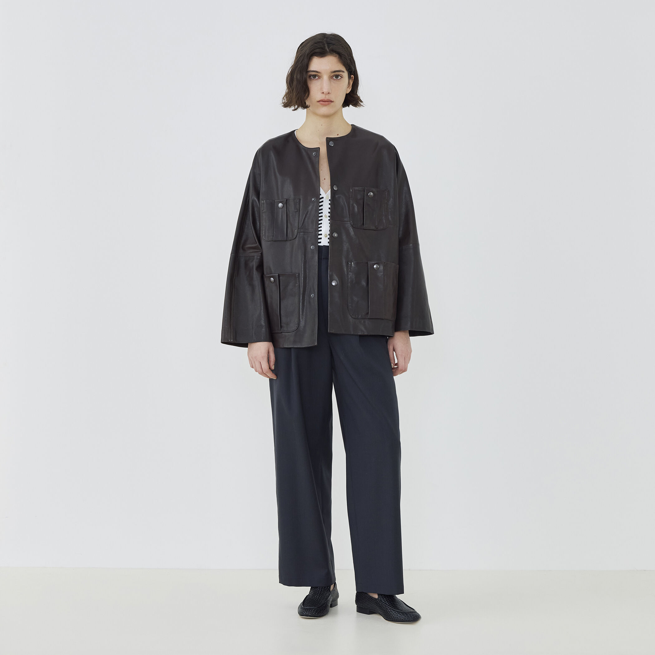 WEB先行予約】ソフトグレインシープレザー ドルマンスリーブジャケット