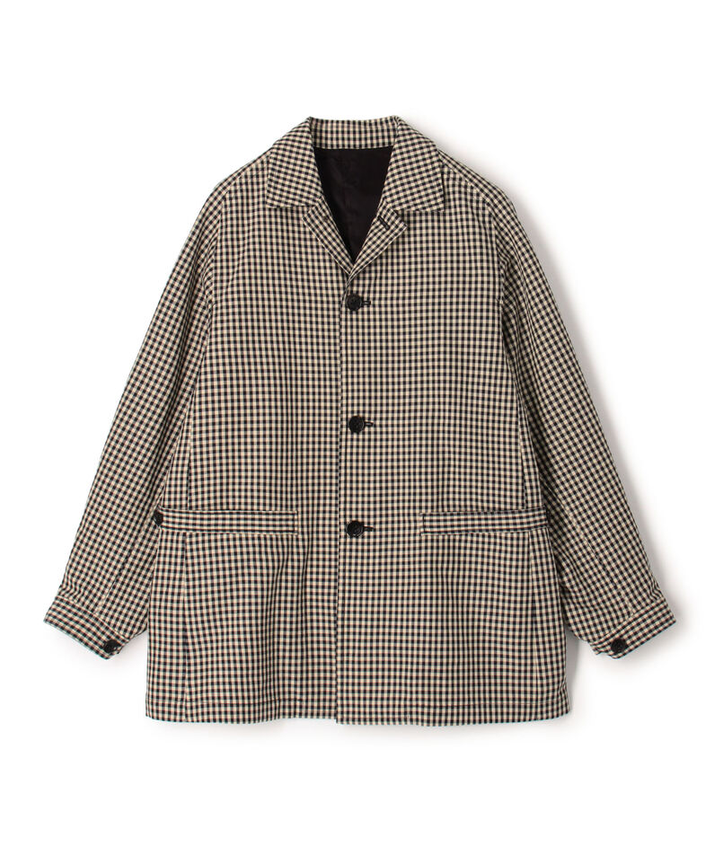 シルクカシミア ギンガムチェック シングルブレステッド ショートコート シルクカシミア ギンガムチェック シングルブレステッド ショートコート