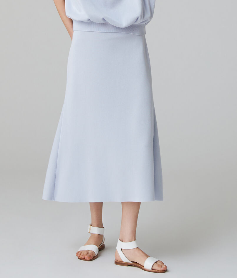 コットンアセテートミラノリブ バックマーメイドスカート  