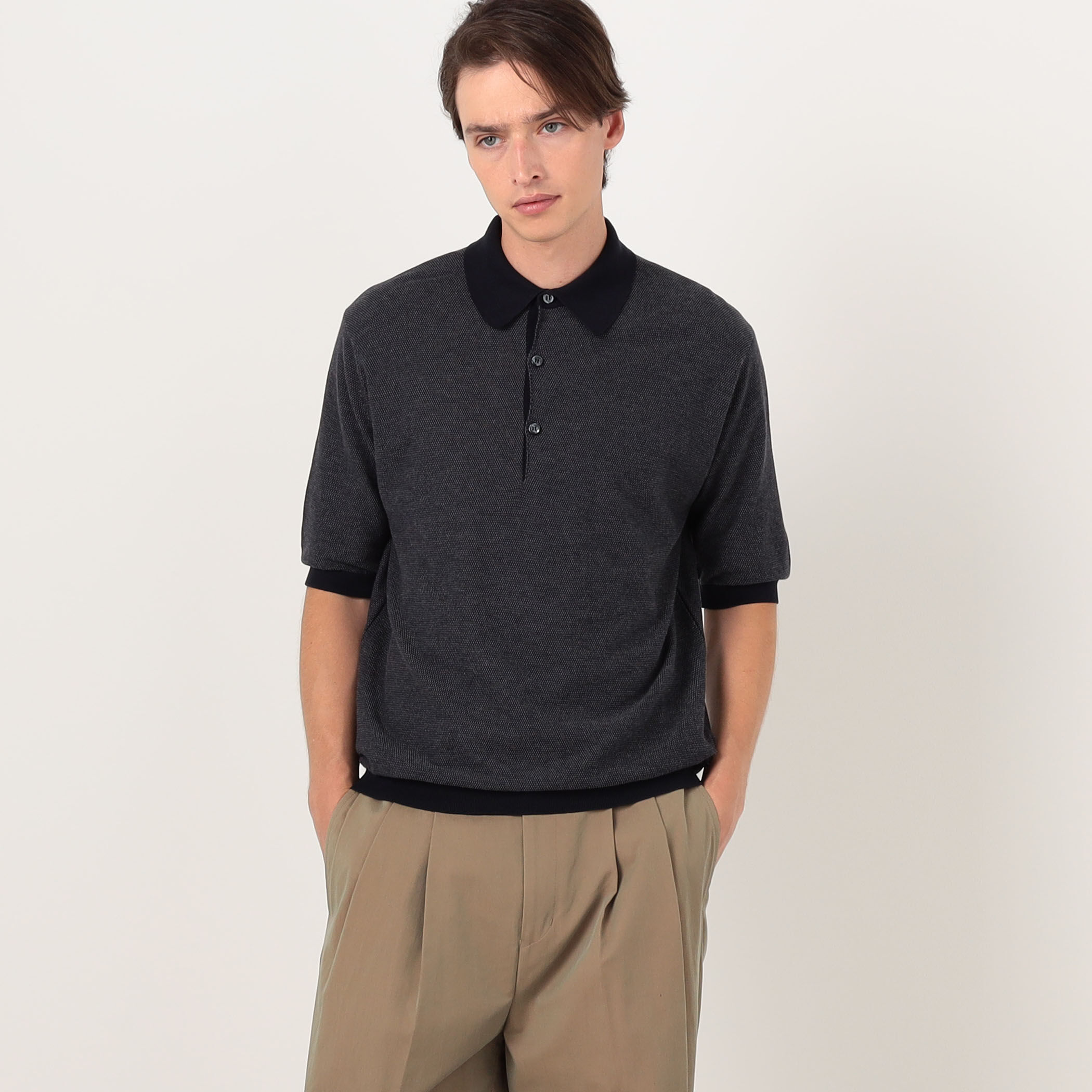 別注】JOHN SMEDLEY 30Gハニカム編み ニットポロ ISIS