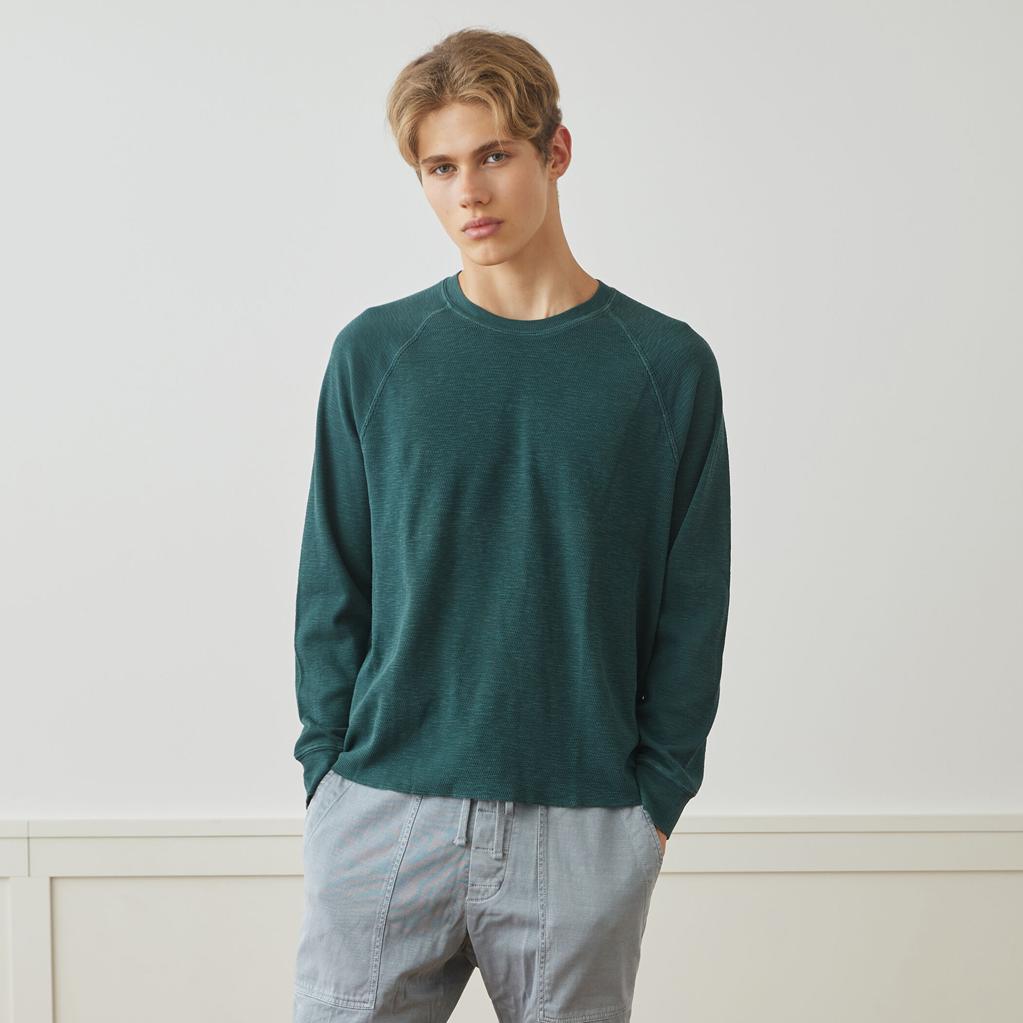 コットンサーマルメッシュ ラグランスリーブプルオーバー MRBC3426GM