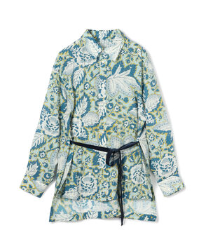 トリアセテートポリエステルリネンプリント レギュラーカラーシャツ