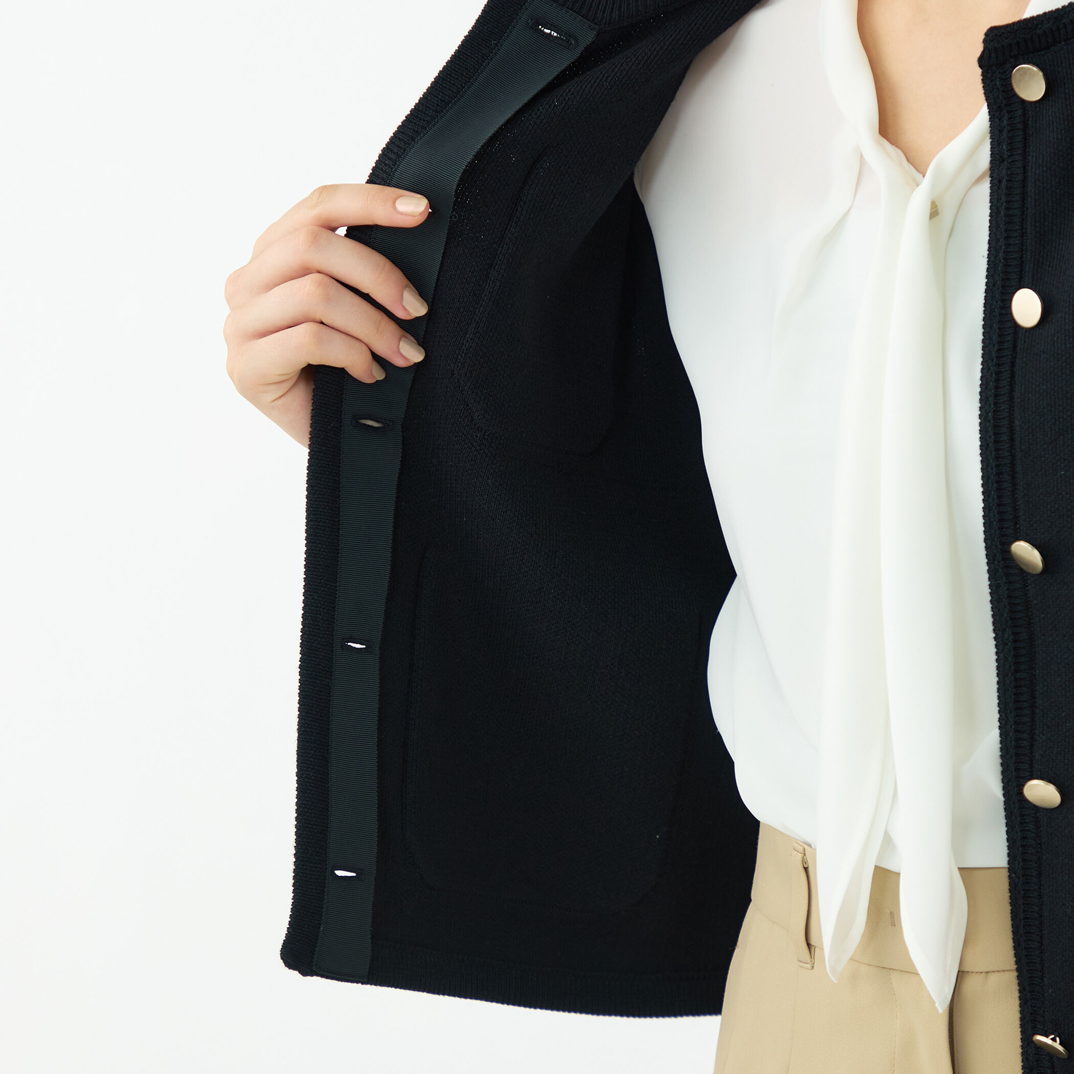 コットンポリエステルダブルフェイス 4ポケットカーディガン