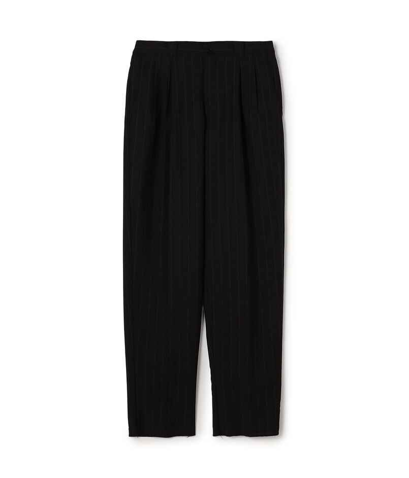 ウールモヘア バレルシルエット2プリーツ スラックス