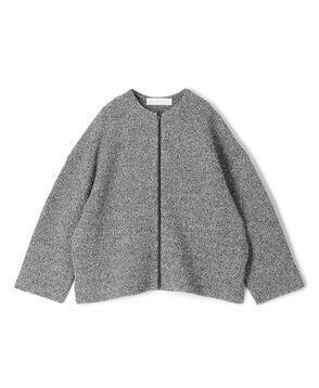 スプリングツイード ノーカラーブルゾン