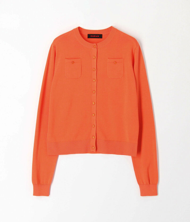 ■コットン ロングスリーブポケットカーディガン