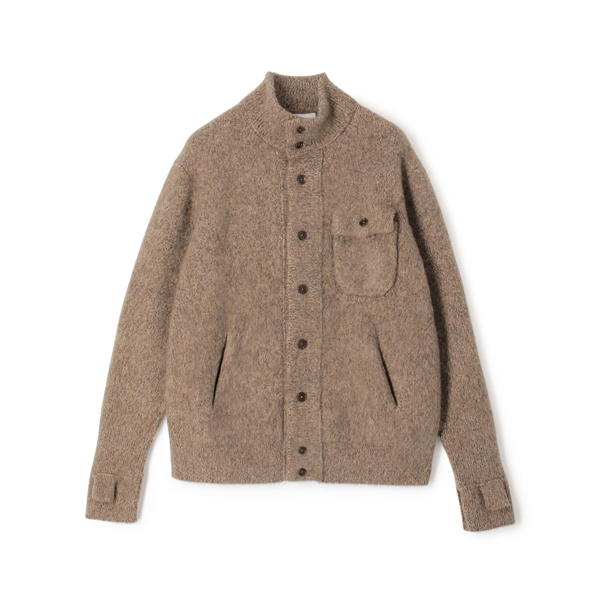 ウールカシミヤシルク スタンドカラーニットブルゾン