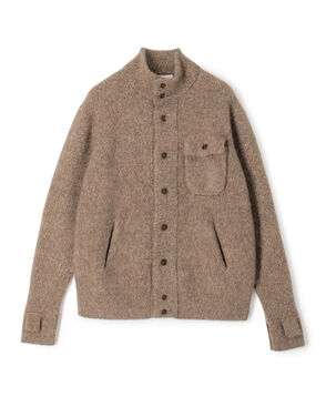 ウールカシミヤシルク スタンドカラーニットブルゾン