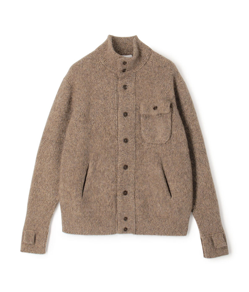 ウールカシミヤシルク スタンドカラーニットブルゾン