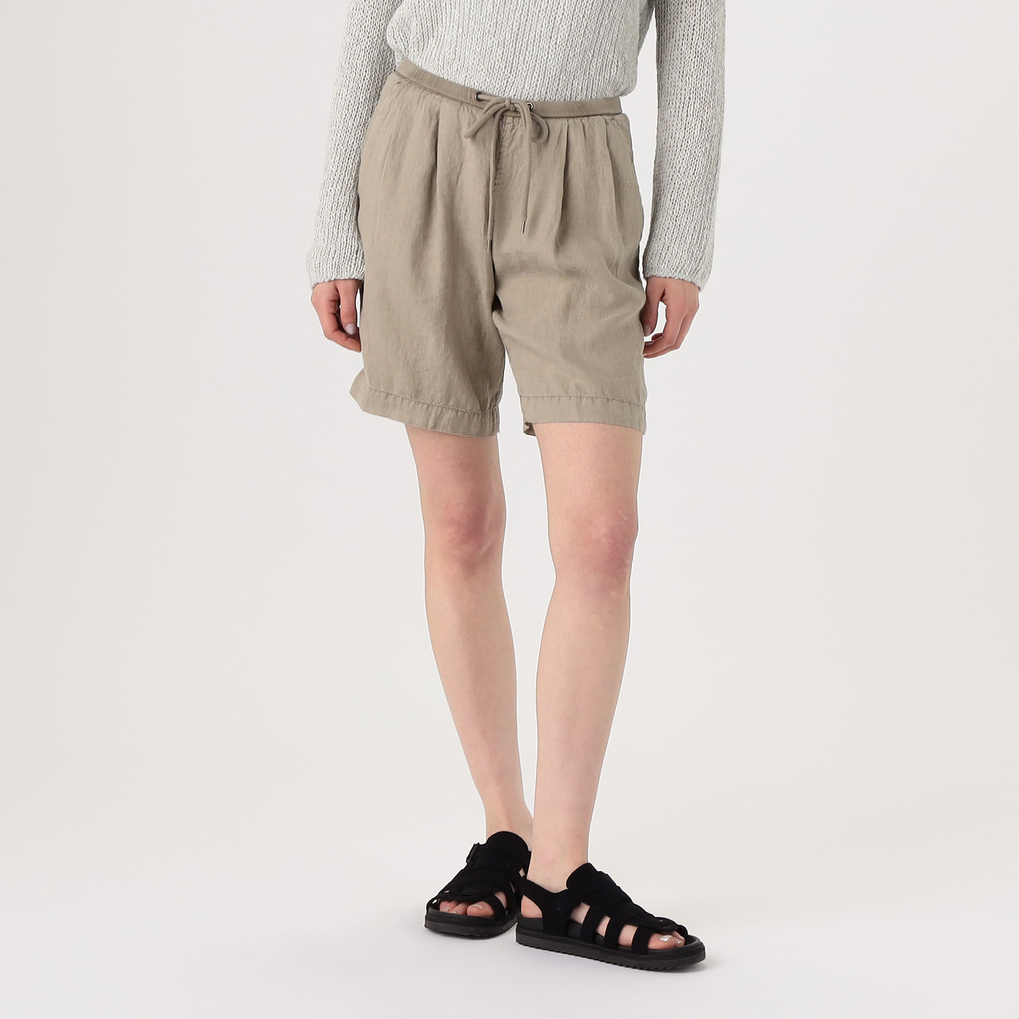 ブルネロクチネリ ハーフパンツ(L相当)リネン イタリア製 ツータック ラメ Brunello Cucinelli ブルネロクチネリ ハーフパンツ A549-開店
