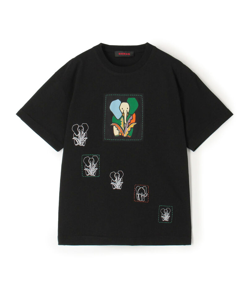 CABaN ドライスビンコットン ELEPHANTマーチエンブロイダリーTシャツ