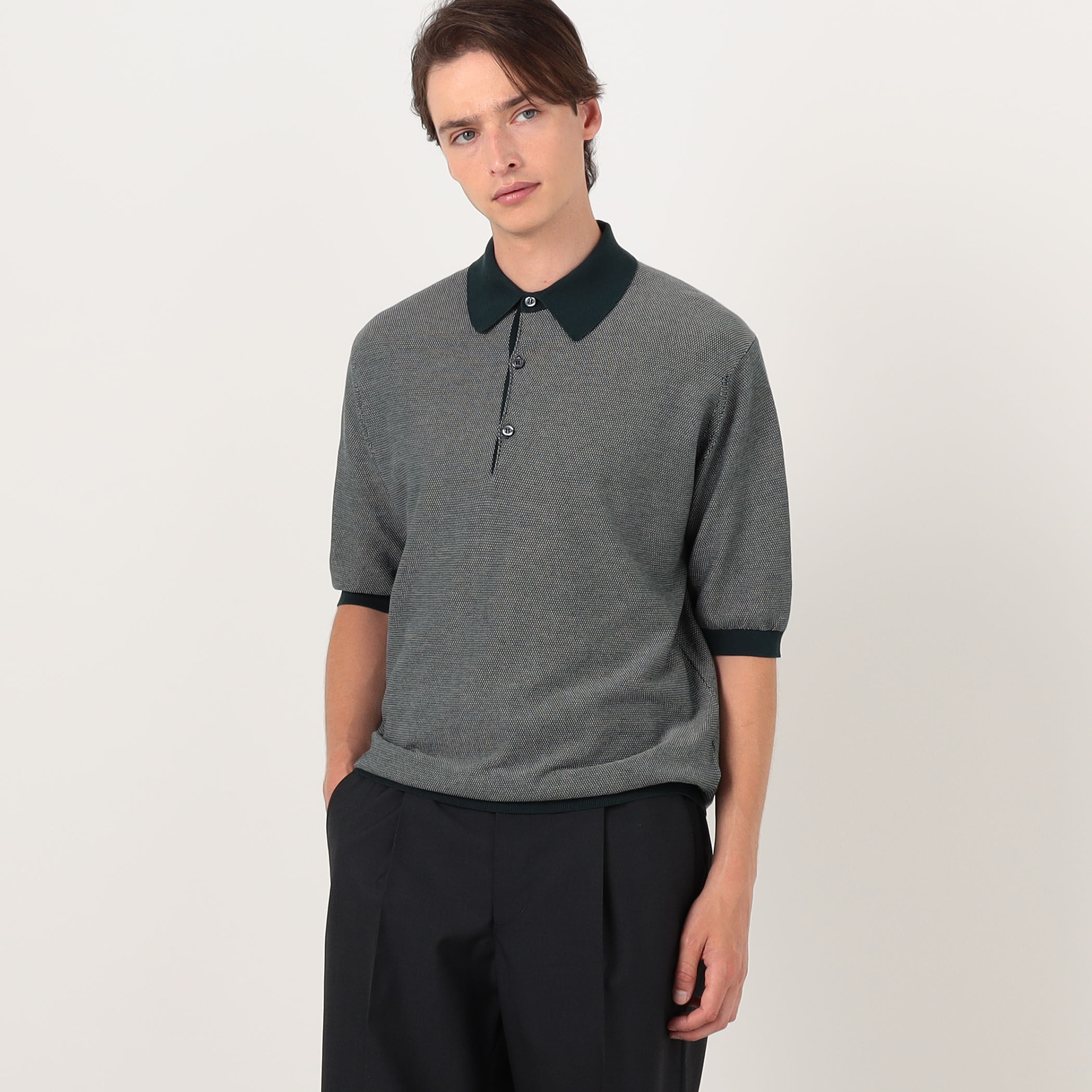 別注】JOHN SMEDLEY 30Gハニカム編み ニットポロ ISIS