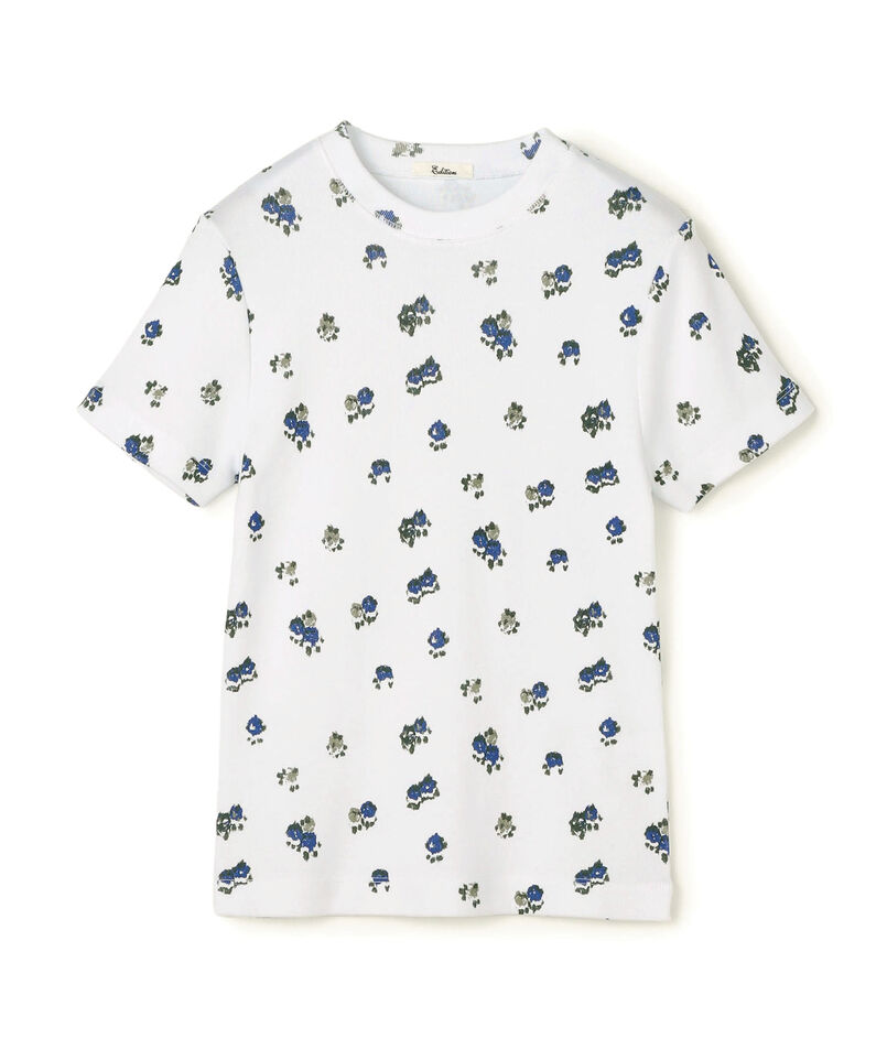 コットンモダールフライス フラワープリント Tシャツ