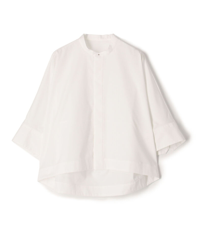 ■コットンブロード バンドカラークロップドシャツ