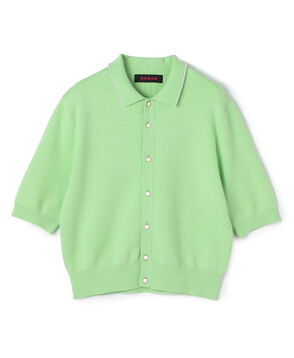 コットンカシミヤ パールポロカーディガン