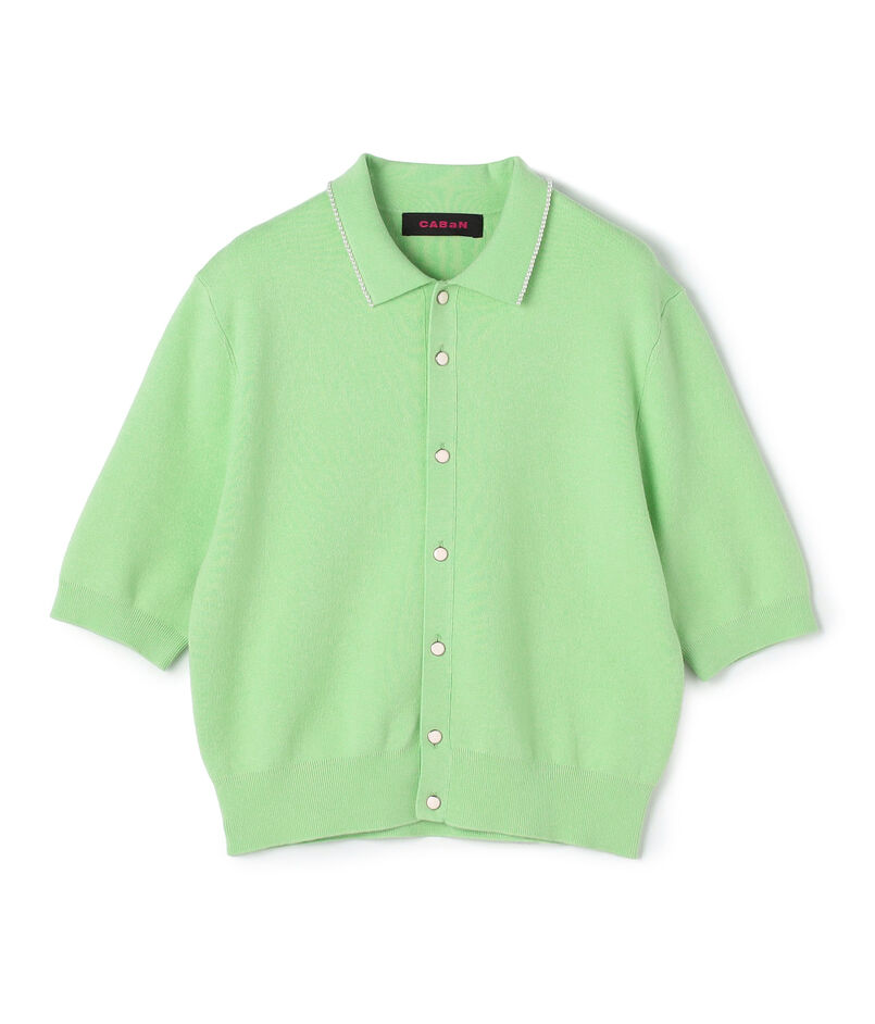 コットンカシミヤ パールポロカーディガン